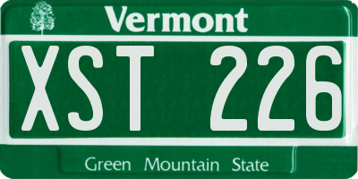 VT license plate XST226