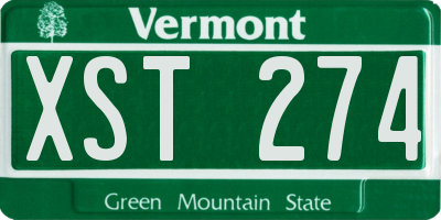 VT license plate XST274