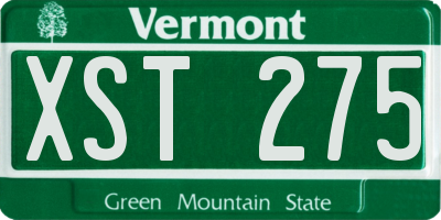 VT license plate XST275