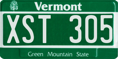 VT license plate XST305