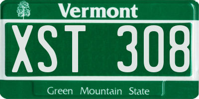 VT license plate XST308