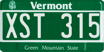 VT license plate XST315