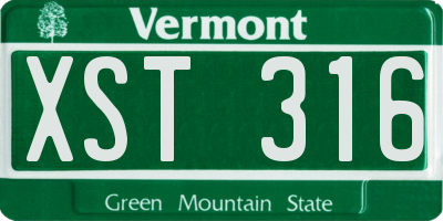 VT license plate XST316