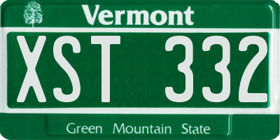 VT license plate XST332