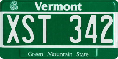 VT license plate XST342