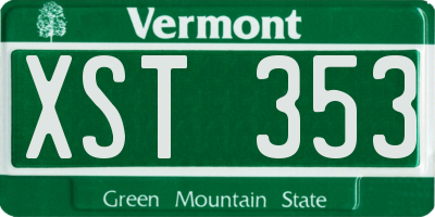VT license plate XST353