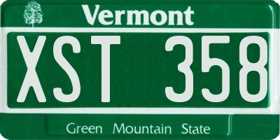 VT license plate XST358