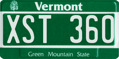 VT license plate XST360