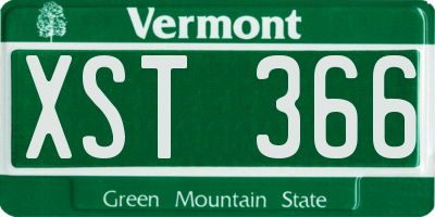 VT license plate XST366