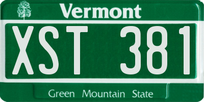 VT license plate XST381