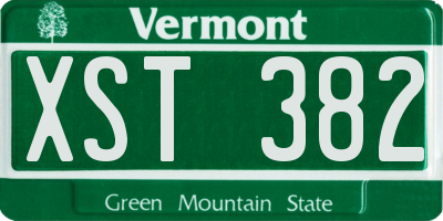 VT license plate XST382