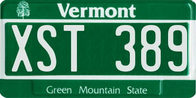 VT license plate XST389