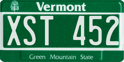 VT license plate XST452