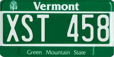 VT license plate XST458