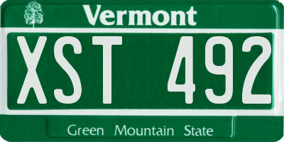 VT license plate XST492