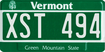 VT license plate XST494