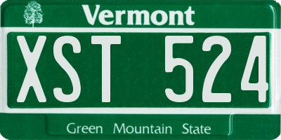 VT license plate XST524