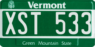 VT license plate XST533