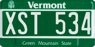 VT license plate XST534