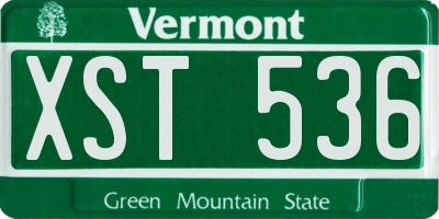 VT license plate XST536