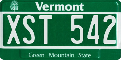 VT license plate XST542