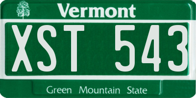 VT license plate XST543