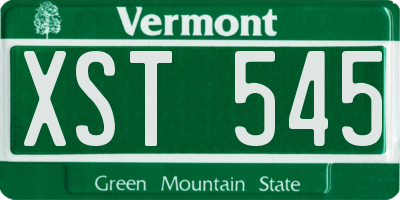 VT license plate XST545