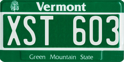 VT license plate XST603