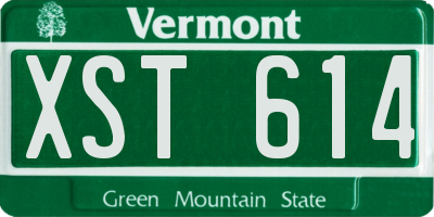 VT license plate XST614