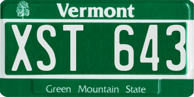 VT license plate XST643