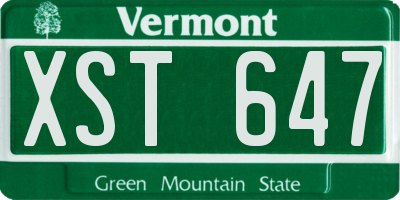 VT license plate XST647