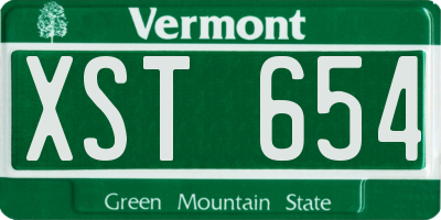 VT license plate XST654