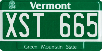 VT license plate XST665