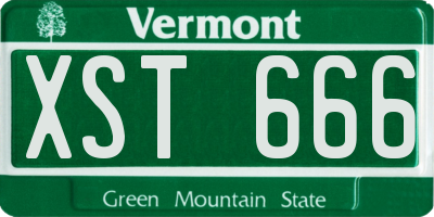VT license plate XST666