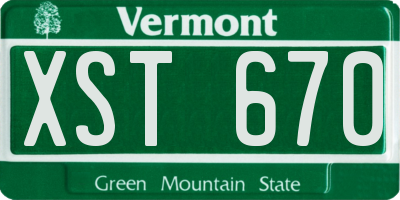 VT license plate XST670