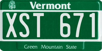 VT license plate XST671