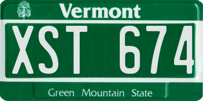 VT license plate XST674