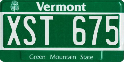VT license plate XST675