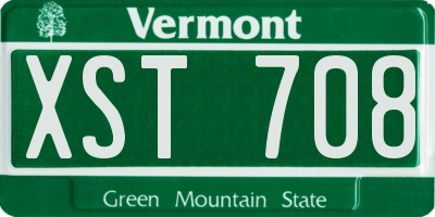VT license plate XST708