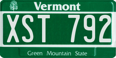 VT license plate XST792