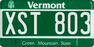 VT license plate XST803