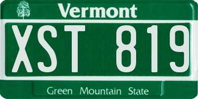 VT license plate XST819