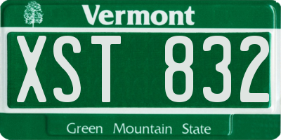 VT license plate XST832