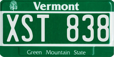 VT license plate XST838