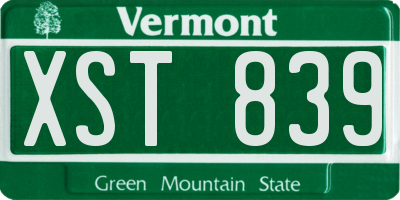 VT license plate XST839
