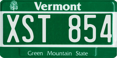 VT license plate XST854