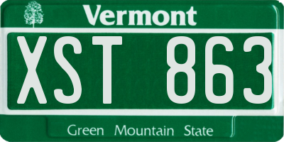 VT license plate XST863