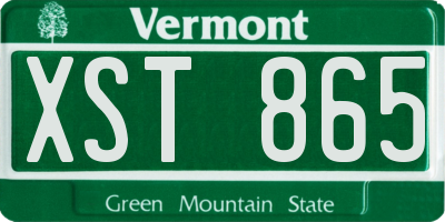 VT license plate XST865