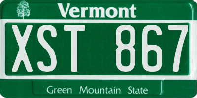 VT license plate XST867