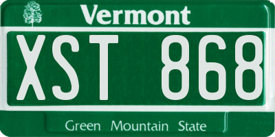 VT license plate XST868